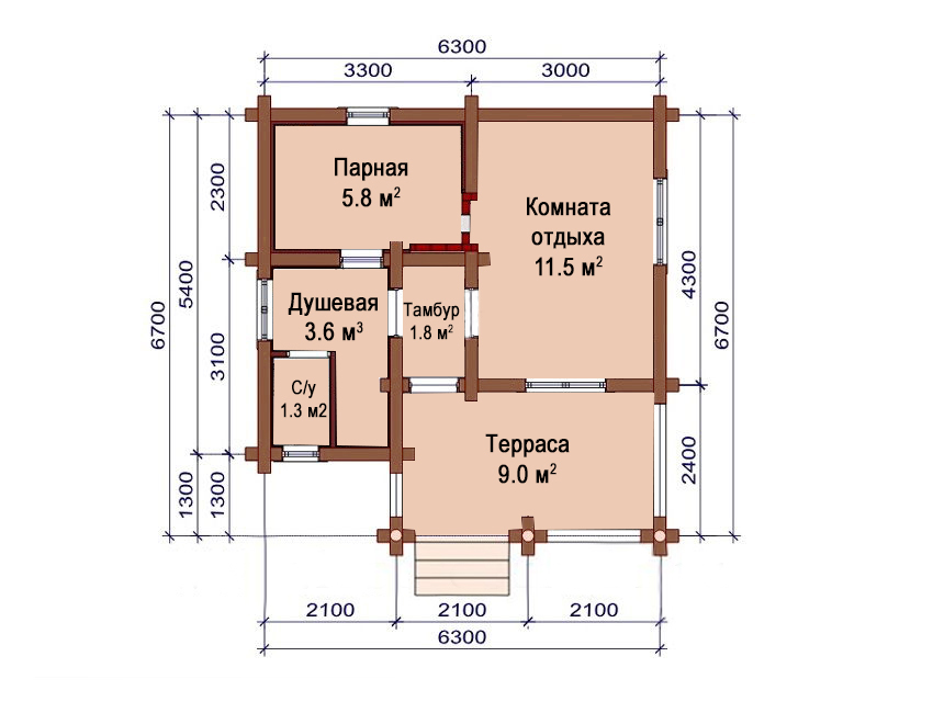 Баня из бревна 6 на 3 проекты с фотографиями