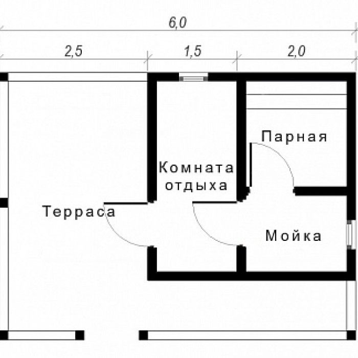 Бесплатные чертежи бань Каркасная баня с большой террасой 4.5х6 КБ-13