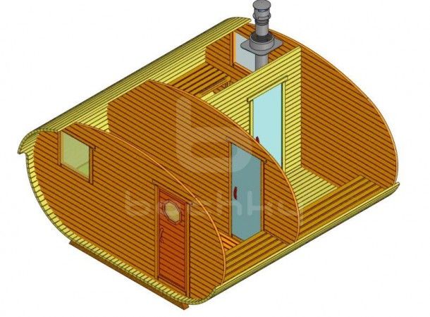 Баня-овалбочка «4×4» три помещения