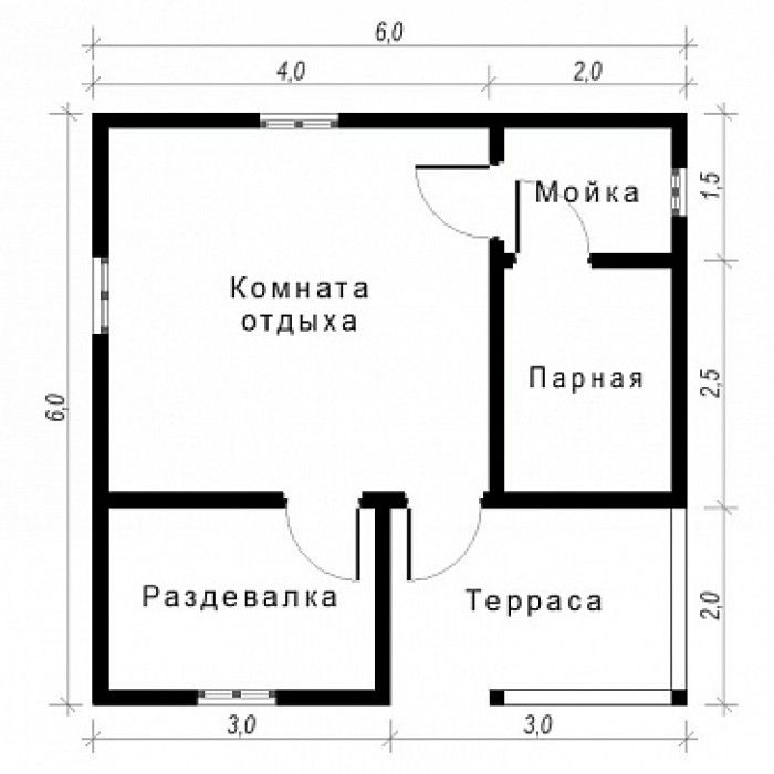 Баня из бруса 6х6 ББ-18