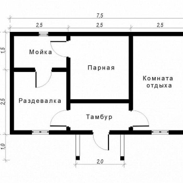 Каркасная баня 4х7.5 КБ-18