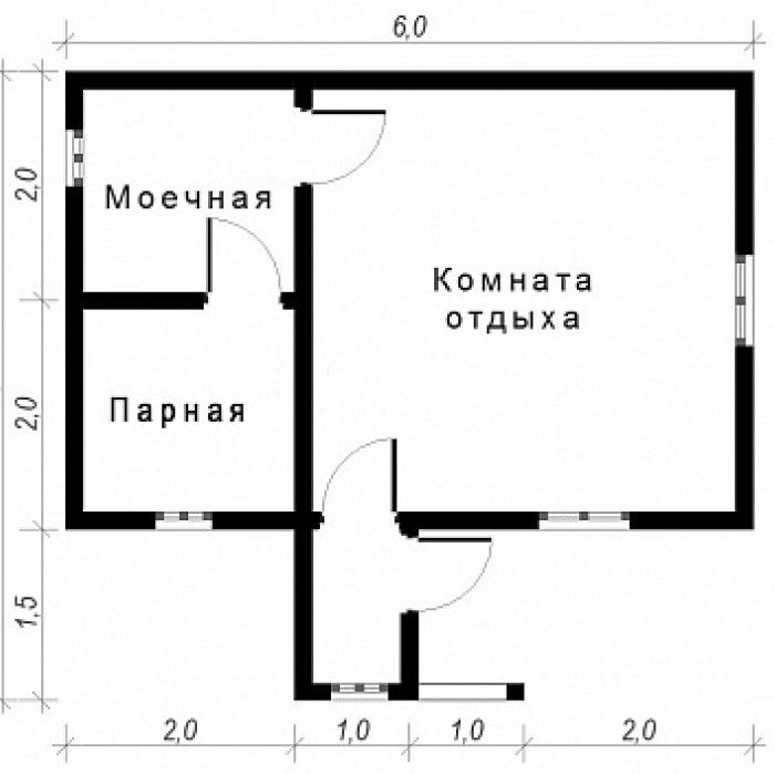 Каркасная баня 5.5х6 КБ-15